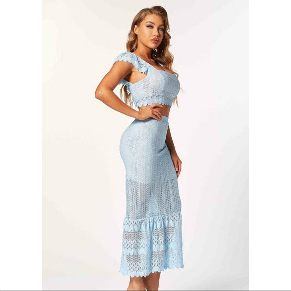 Blue Lace Skirt Set - Picture 2 of 7